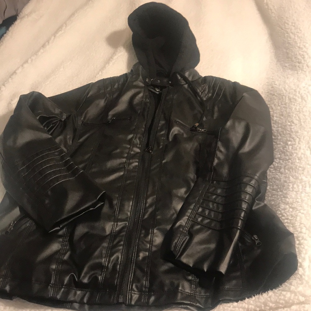 Black moto jacket faux leather